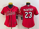 Women's San Francisco 49ers #23 Christian McCaffrey Red Color Rush With Patch Cool Base Stitched Baseball Jersey,baseball caps,new era cap wholesale,wholesale hats